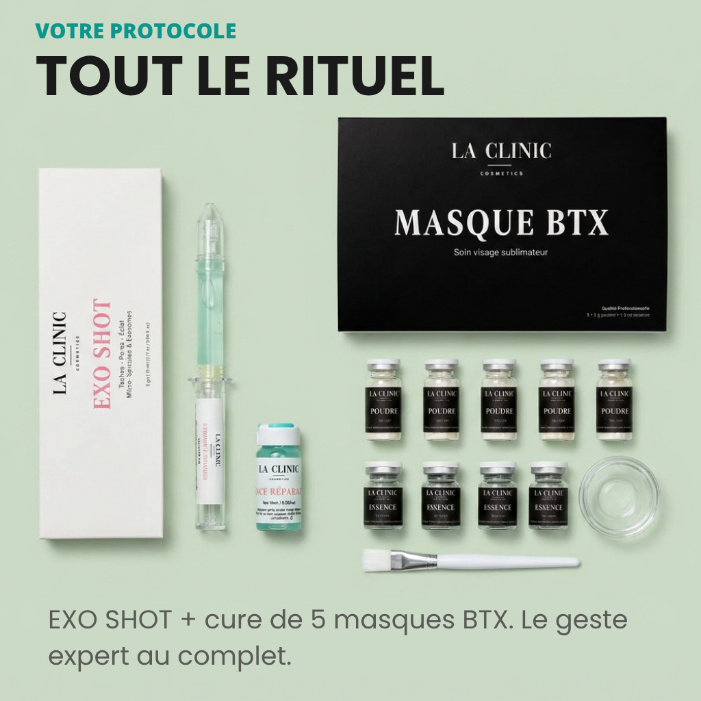 PROTOCOLE ANTI-ÂGE COMPLET EXO SHOT + CURE BTX TRAITEMENT EN PROFONDEUR • LISSAGE • EFFET GLOW